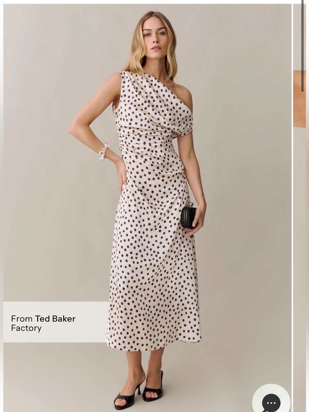 Few Moda Cream One-Shoulder Polka Dot Midi Dress